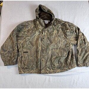 Vtg Columbia Delta Hunter Marsh Waterfowl Camo Hunting Jacket Shell Hooded Sz 3X